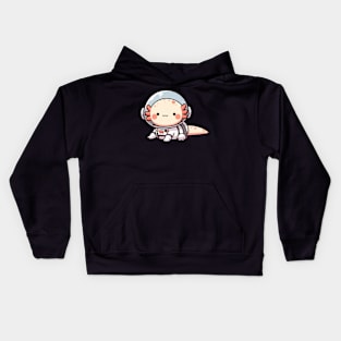 cute axolotl astronaut Kids Hoodie